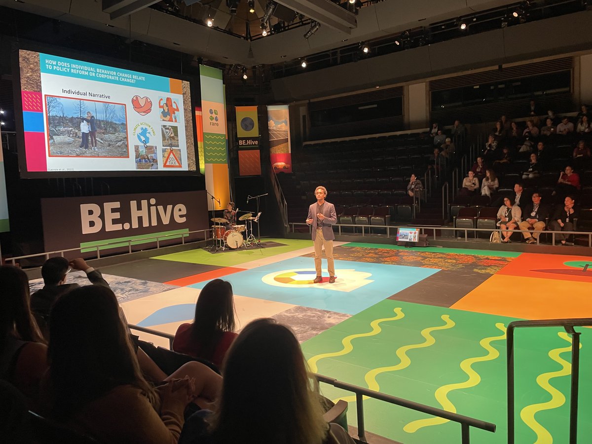 Last week, I attended the <a href="/Rare_org/">Rare</a> BE.Hive conference in D.C. on behavioral insights into environmental impacts🌍 <a href="/MarcusTrenfield/">Marcus Trenfield</a> shared his impactful work on climate narratives that leverage individual and structural appeals to drive environmental action🌱 #BehavioralScience