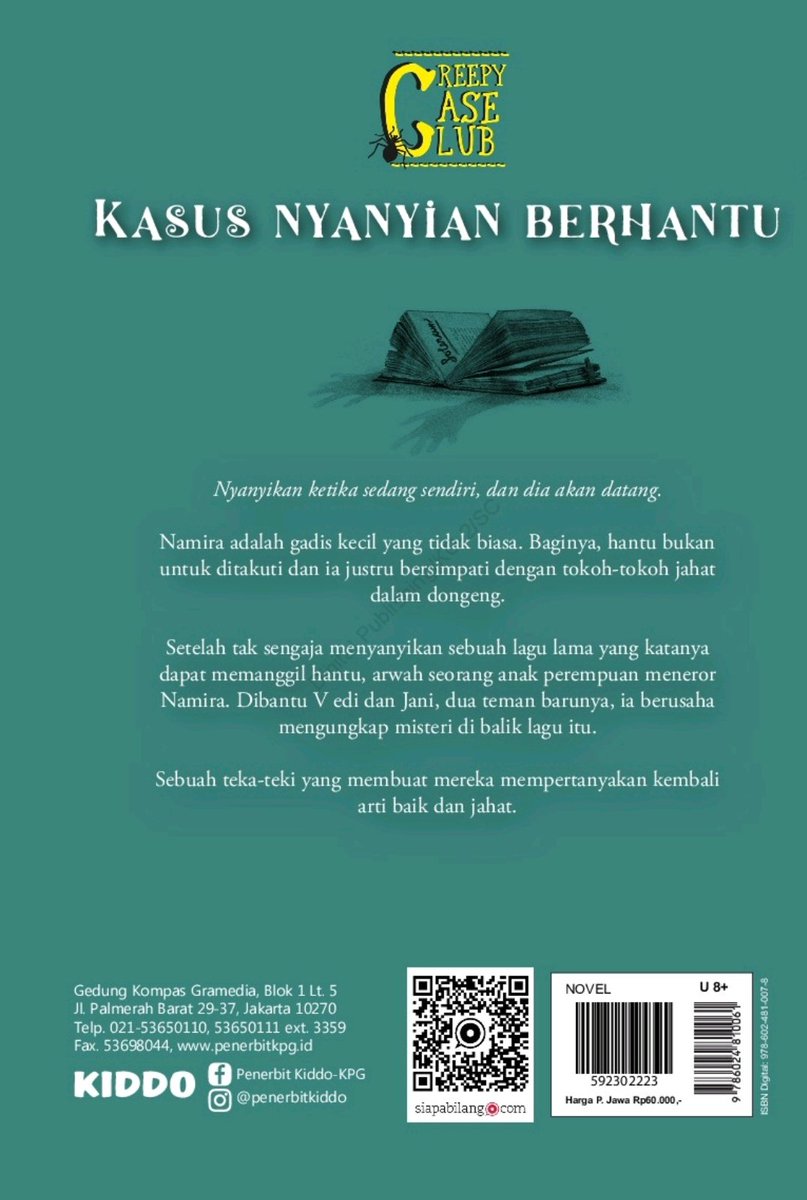 1. Creepy Case Club 1 : Kasus Nyanyian Berhantu

Permulaan series. Ceritanya ada lagu legend 'Soleram' yg katanya bisa ngundang hantu. Teror hantu ini juga yg bikin 3 sekawan yg punya kepribadian berbeda (bahkan musuhan) bisa bersatu.

🖇 : s.shopee.co.id/8zkC0678eG
