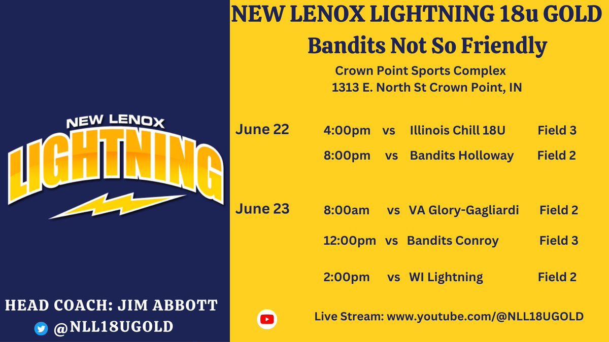 We will be heading to Crown Point, IN this weekend. Looking forward to some great games ⚡️