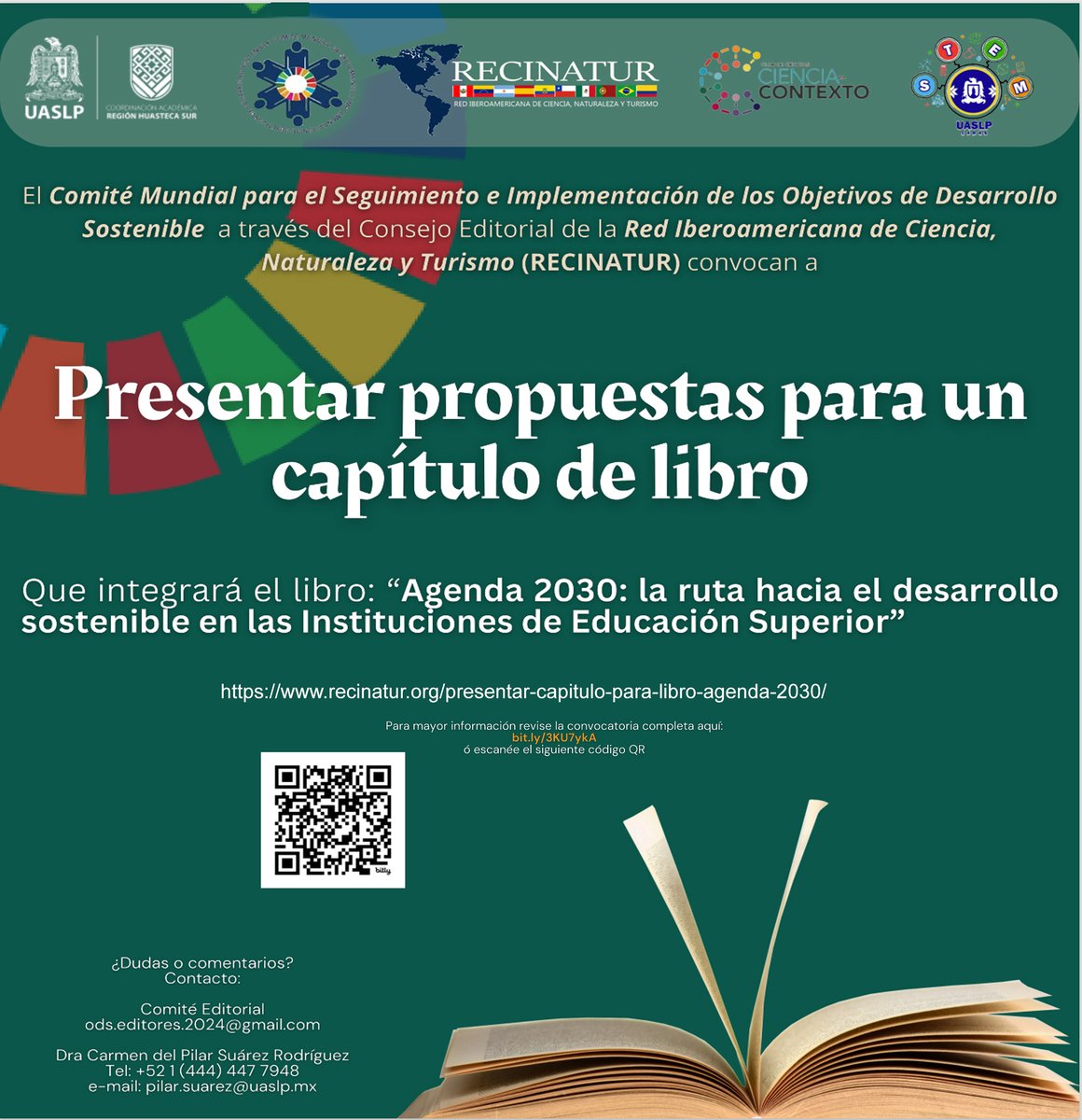 El Comité Mundial para el Seguimiento e Implementación de los ODS a través del Consejo Editorial RECINATUR. Convocan a: Presentar Propuestas para capitulo de libro.  "Agenda 2030: La Ruta hacia desarrollo sostenible en las Inst. Educ. Superior.