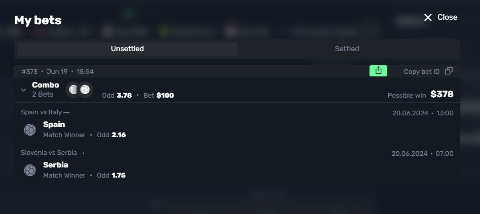 $100 giveaway! 5 x $20

If Spain and Serbia Win. "Serbia has a stronger squad, and Spain's current form of team dynamics gives them a slight edge over Italy."

Like / RT / Comment your discord username.

Will Roll Live. Links in Bio.