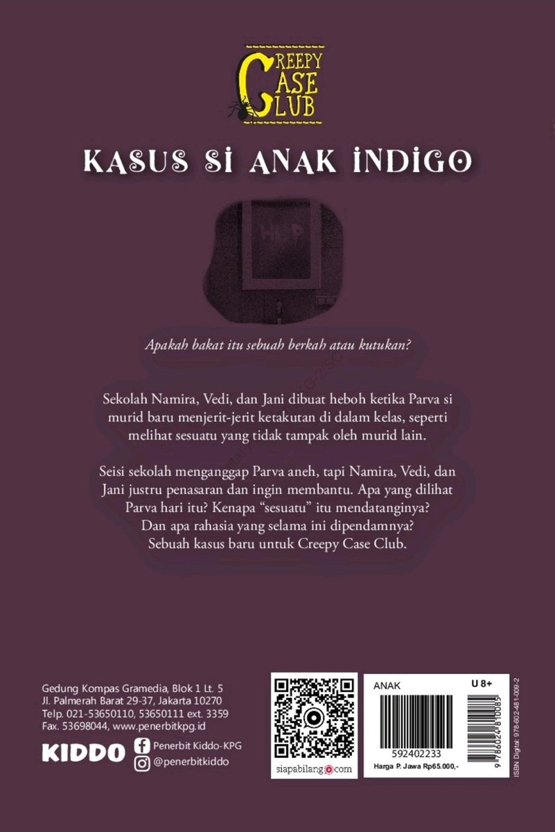 2. Creepy Case Club 2 : Kisah Si Anak Indigo

Anak indigo tuh kadang masih suka dianggap tabu ga sih? Apalagi seukuran anak SD pasti nganggep orang itu aneh. 

Namira justru penasaran dan mencoba memahami apa yg ditakuti si anak baru yg indigo.

🖇 : s.shopee.co.id/2q9YfezKcD