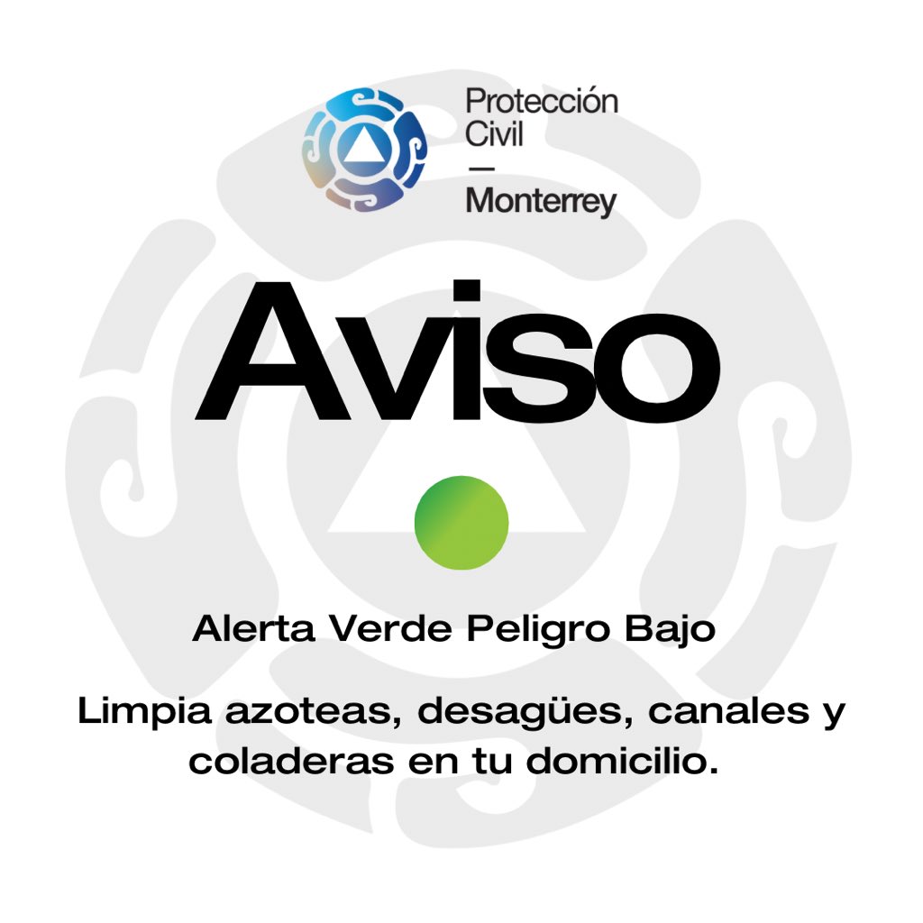 De acuerdo con el Sistema de Alerta Temprana para Ciclones Tropicales (SIAT-CT) la alerta verde significa bajo peligro en el estado. 

Te invitamos a continuar nuestras redes sociales para cualquier actualización y recuerda que ante cualquier emergencia llama al 9-1-1☎️