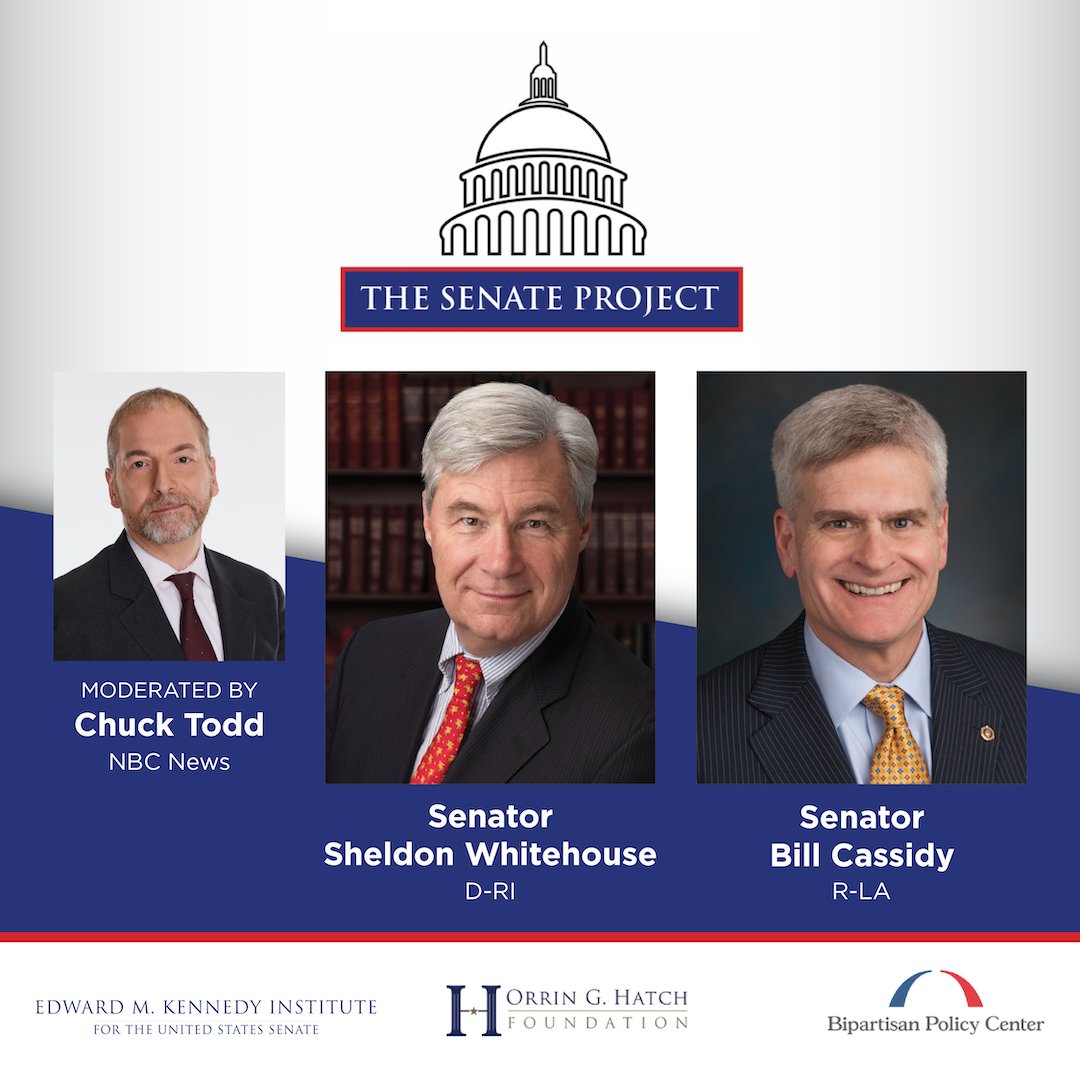 Edward M. Kennedy Institute for the U.S. Senate (@emkinstitute) on Twitter photo #TheSenateProject continues with a special discussion between Senators <a href="/SenBillCassidy/">U.S. Senator Bill Cassidy, M.D.</a> & <a href="/SenWhitehouse/">Sheldon Whitehouse</a> on June 27. Moderated by <a href="/chucktodd/">Chuck Todd</a> of @nbcnews, the conversation will air on <a href="/cspan/">CSPAN</a> networks and is made possible in partnership with <a href="/BPC_Bipartisan/">Bipartisan Policy Center</a> & <a href="/OrrinHatch/">Orrin G. Hatch Foundation</a>. #TheSenateProject continues with a special discussion between Senators <a href="/SenBillCassidy/">U.S. Senator Bill Cassidy, M.D.</a> & <a href="/SenWhitehouse/">Sheldon Whitehouse</a> on June 27. Moderated by <a href="/chucktodd/">Chuck Todd</a> of @nbcnews, the conversation will air on <a href="/cspan/">CSPAN</a> networks and is made possible in partnership with <a href="/BPC_Bipartisan/">Bipartisan Policy Center</a> & <a href="/OrrinHatch/">Orrin G. Hatch Foundation</a>.