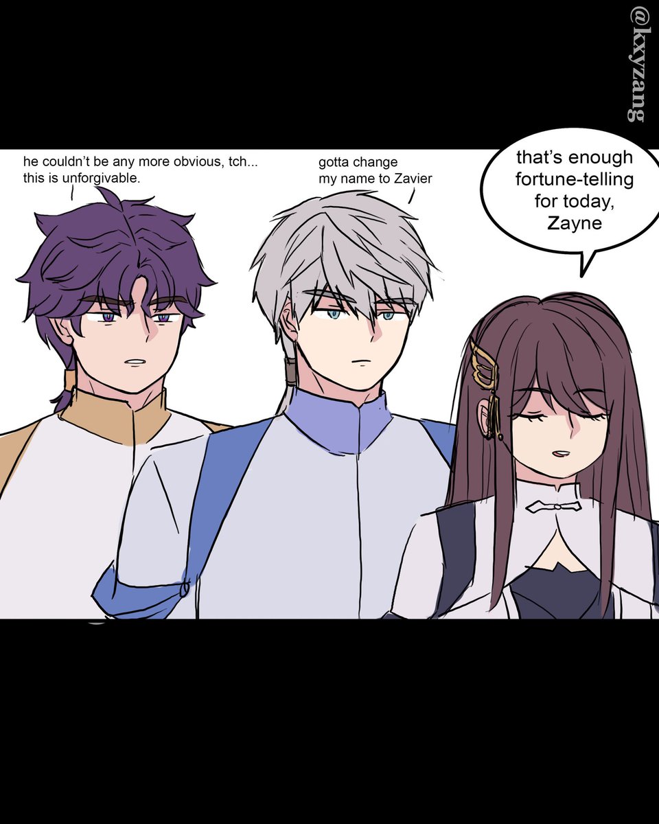 zayne and his fortune-telling skill ft. mc, xav and rafa 
#loveanddeepspace #fanart