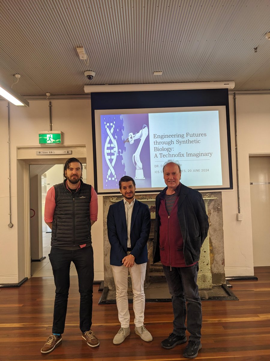 Today's seminar titled 'Engineering Futures through Synthetic Biology: A Technofix Imaginary' is being presented by Daniele Fulvi. Thank you to our discussant Henry Dixson and chair Paul James!