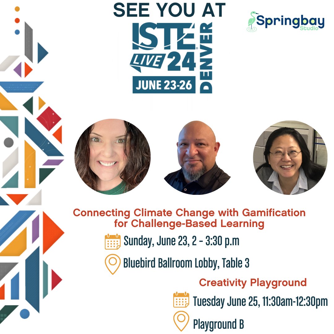 SpringbayStudio's tweet image. Can&apos;t wait to join @Nieb77 and Alfredo Silva at #ISTELive We&apos;ll be presenting on how to make #Climate education engaging and fun. Looking forward to connecting with friends, old and new #TeachSDGs #UseTechForGood @JBR_Kleinmann @annkozma723 @timneedles @JenWilliamsEdu @diane_will