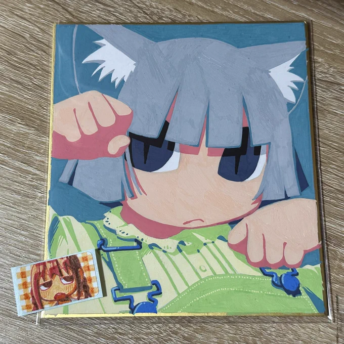今晩21時よりBOOTH(  )にて原画販売いたします!こちらの2点はおまけの手描きシール付きです。夜までに何か描けたらそちらも追加するかもしれません…!よろしくお願いいたします 