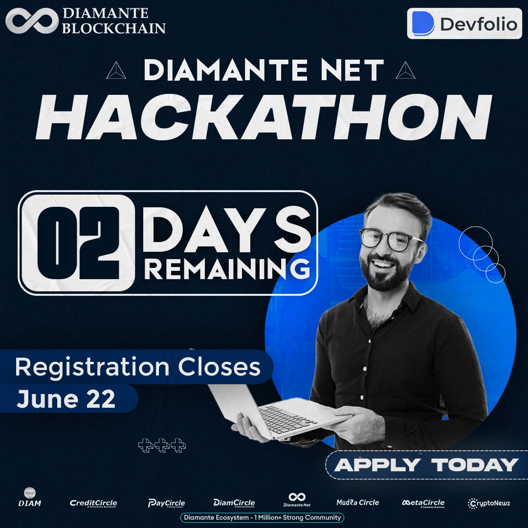 🚀 Only 2 Days Left to Register for the Diamante Net Hackathon 2024! 🚀

The countdown has begun, and there are only 2 days left to secure your spot in the most anticipated event of the year - the Diamante Net Hackathon 2024!

Registration closes on June 22nd, so don't miss your