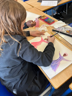 news4trinity's tweet photo. Year 5 started their art inspired by the work of @BernardHoyes This work will be on display at our Caribbean Carnival event Friday. We look forward to seeing you there! #LearningLovingLiving https://t.co/W65kRif49g