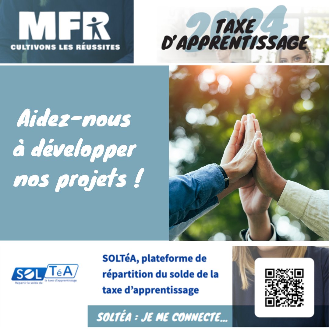 Entreprises, la campagne de versement de la taxe d’apprentissage 2024 se prépare dès maintenant ! 👍

Retrouvez toutes les informations plus en détail à travers cette page : my.mfr.fr/pages/taxe-d-a… 

#TaxeApprentissage #MFR #FormationPro #Alternance