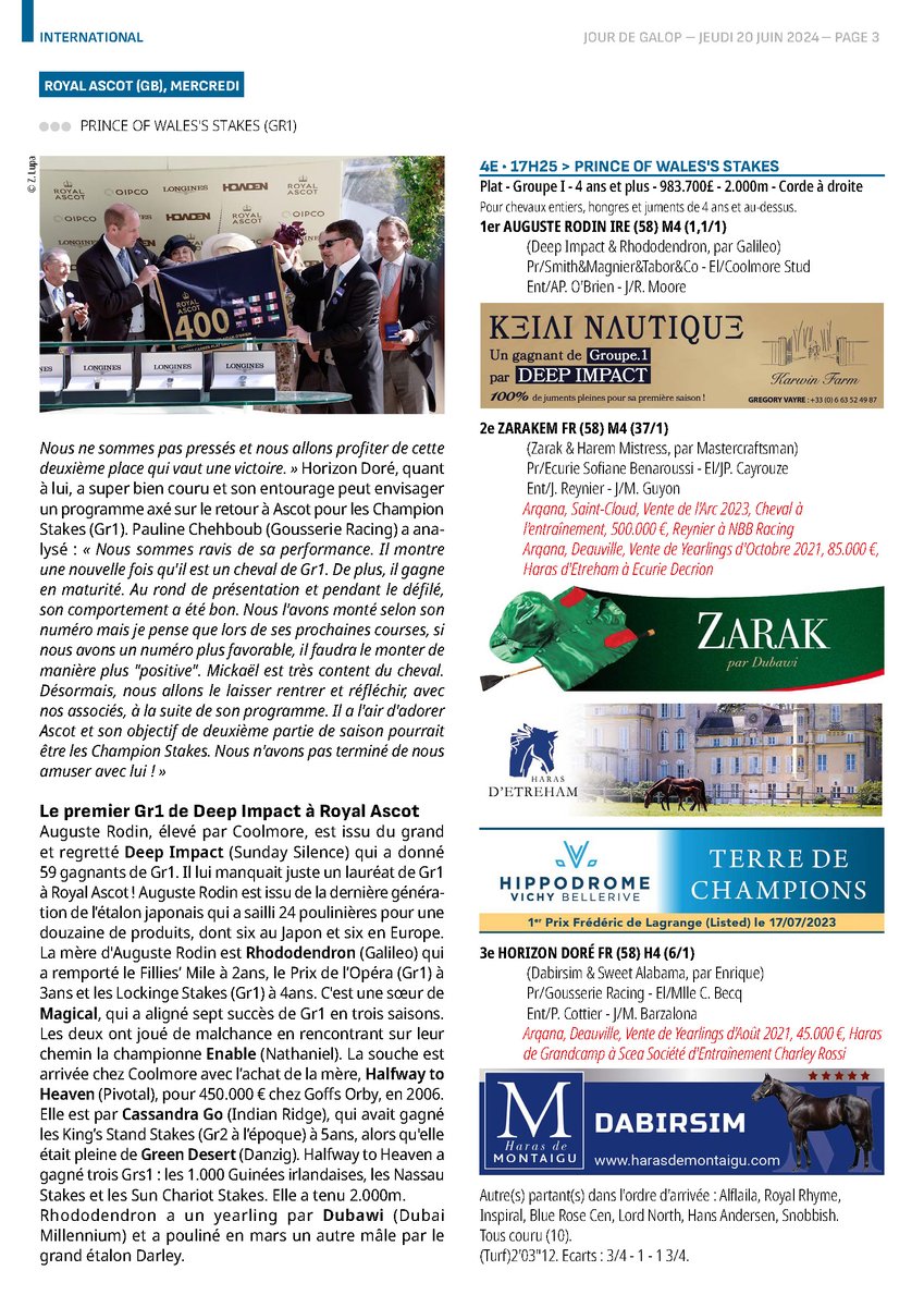Ecurie Benaroussi (@benaroussi_s) on Twitter photo ZARAKEM en une du <a href="/jourdegalop/">Le journal du galop</a>
♦️« C'était un vrai test à <a href="/Ascot/">Ascot Racecourse</a> & face à un cheval de grande classe comme Auguste Rodin en terrain léger. Il n'a pas faibli, bien au contraire, et il a démontré qu'il peut aussi tenir 2.400m", <a href="/EcurieReynier/">Ecurie J.Reynier</a>.
Les prochaines perspectives 🤩👇🏻 ZARAKEM en une du <a href="/jourdegalop/">Le journal du galop</a>
♦️« C'était un vrai test à <a href="/Ascot/">Ascot Racecourse</a> & face à un cheval de grande classe comme Auguste Rodin en terrain léger. Il n'a pas faibli, bien au contraire, et il a démontré qu'il peut aussi tenir 2.400m", <a href="/EcurieReynier/">Ecurie J.Reynier</a>.
Les prochaines perspectives 🤩👇🏻