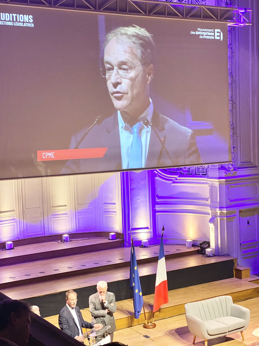 AmirRT's tweet photo. Auditions des candidats aux législatives par les organisations patronales ! Très belle intervention de @AsselinFasselin pour la @CPMEnationale. @medef @U2P_france https://t.co/TcfjSioONW