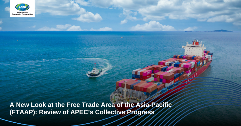 APEC's tweet photo. This publication from the #APECPolicySupportUnit reviews the collective progress of APEC economies in moving forward with the FTAAP agenda. Download the report to discover more about the findings and recommendations. #FTAAP
