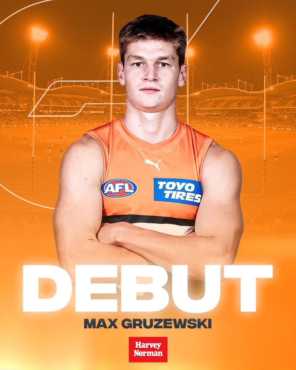 GWSGIANTS's tweet photo. Gru to debut!

Max Gruzewski will make his AFL debut in Sydney Derby XXVIII 📲 https://t.co/Itl6CNZsxr https://t.co/G3f7brZ3Cr