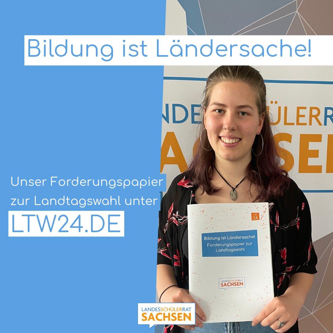 Bildung ist Ländersache! Wir haben am Montag unsere Forderungen für zeitgemäße Bildung an den 8. Sächsischen Landtag und die neue Staatsregierung vorgestellt.

Unser Forderungspapier ⬇️
ltw24.de 

Unser Statement zum Forderungspapier ⬇️
svlink.de/lsoHl