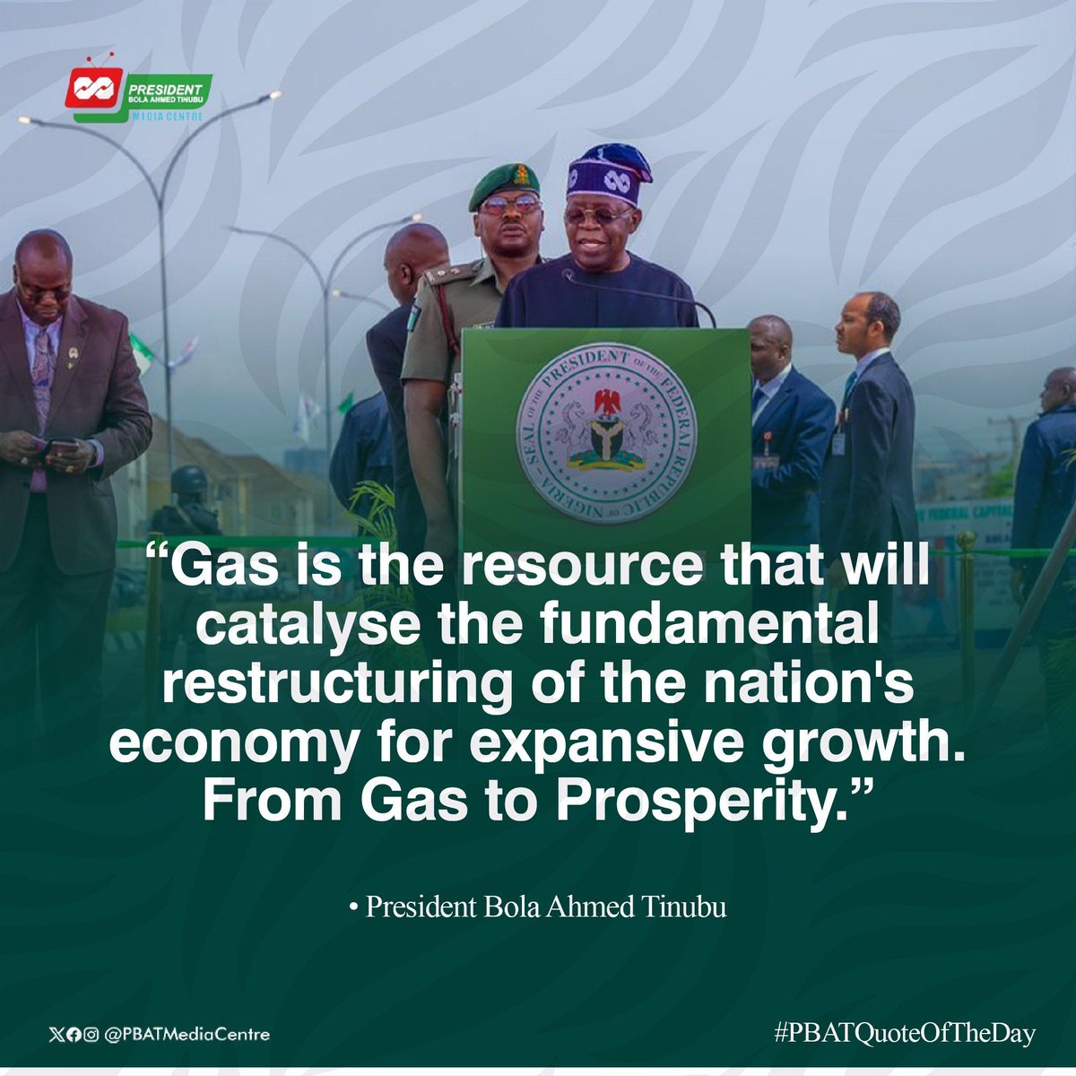 APCMANCHESTERUK's tweet photo. President Bola Tinubu is confident in Nigeria's ability to leverage its gas resources and create a strong economy that future generations will value. 
 #PBATQuoteOfTheDay https://t.co/ahMInEmklf
