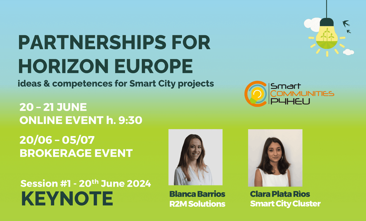 SmartCommunitiesTech (@cluster_smart) on Twitter photo ๐ข TODAY ready for #P4HEU session1 online at 9:30 with keynotes speech, ideas and competences on #SmartCities
๐ P4HEU = online event + #b2b โก๏ธ JOIN US bit.ly/3VT1oIz
<a href="/R2M_ES/">R2M Spain</a> <a href="/smartcityclust/">Smart City Cluster</a> <a href="/HorizonEU/">Horizon Europe ๐ช๐บ</a> ๐ข TODAY ready for #P4HEU session1 online at 9:30 with keynotes speech, ideas and competences on #SmartCities
๐ P4HEU = online event + #b2b โก๏ธ JOIN US bit.ly/3VT1oIz
<a href="/R2M_ES/">R2M Spain</a> <a href="/smartcityclust/">Smart City Cluster</a> <a href="/HorizonEU/">Horizon Europe ๐ช๐บ</a>