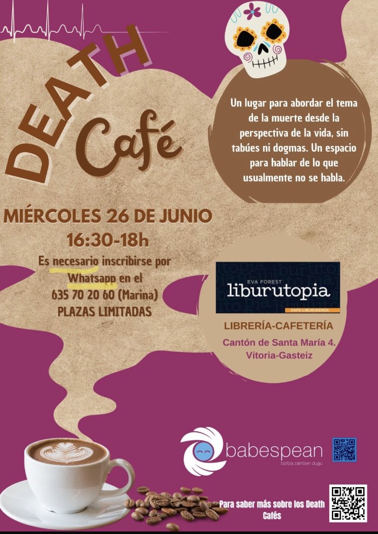Nuevo Death café en Vitoria-Gasteiz, te esperamos <a href="/babespean/">@Babespean</a>