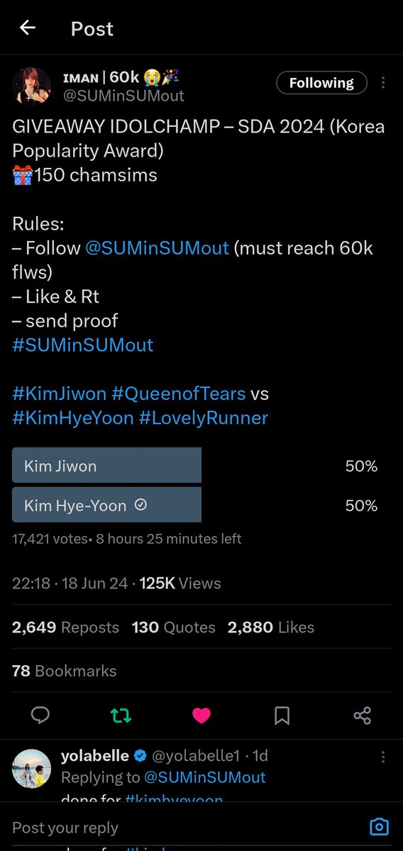 mjaneolive's tweet photo. @SUMinSUMout FOR #KIMHYEYOON https://t.co/geBJvm3mX5