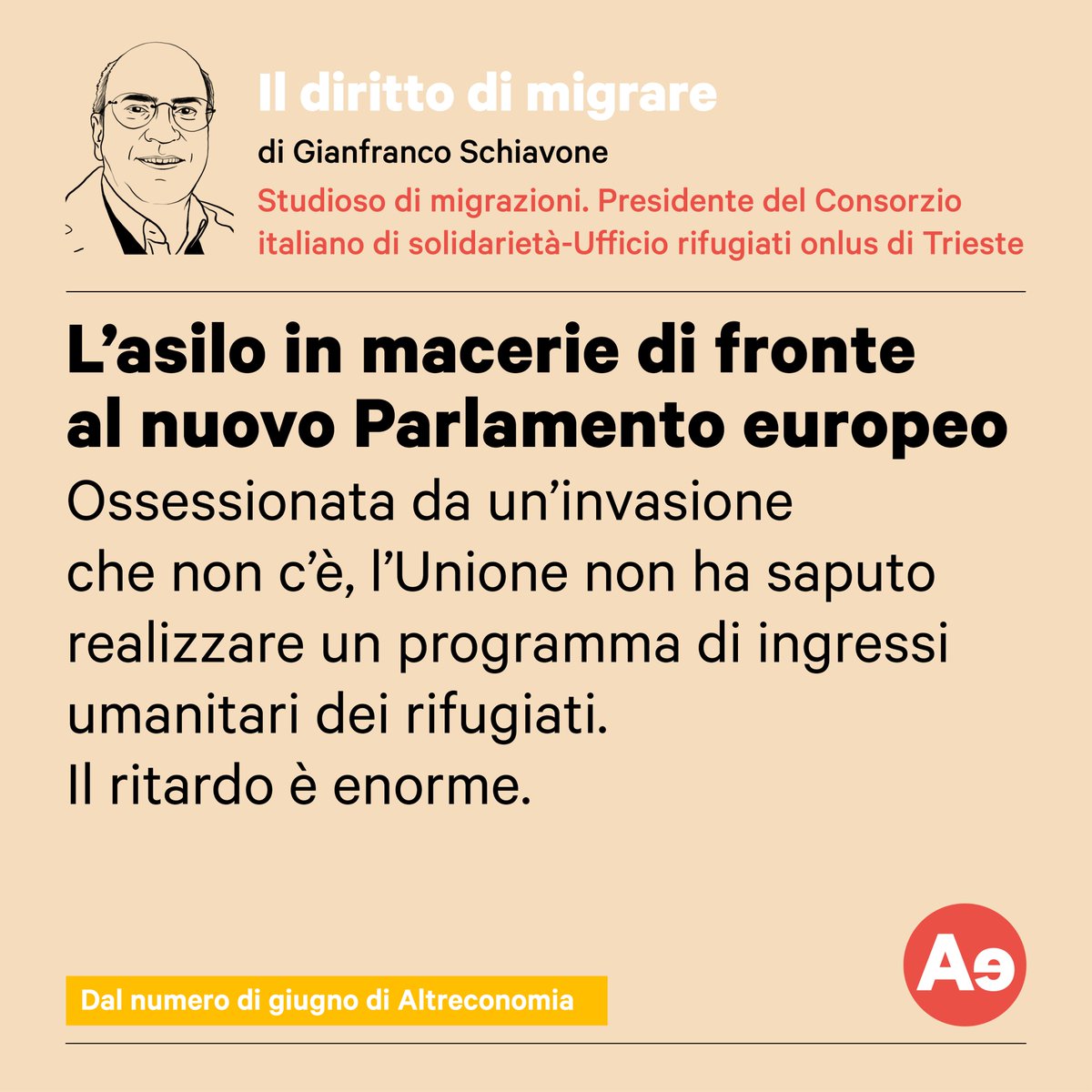 Oggi è la Giornata mondiale del #rifugiato. Il diritto d'asilo è in macerie a causa di novità normative che lo indeboliscono. L'analisi di Gianfranco Schiavone 

👉altreconomia.it/lasilo-in-mace…