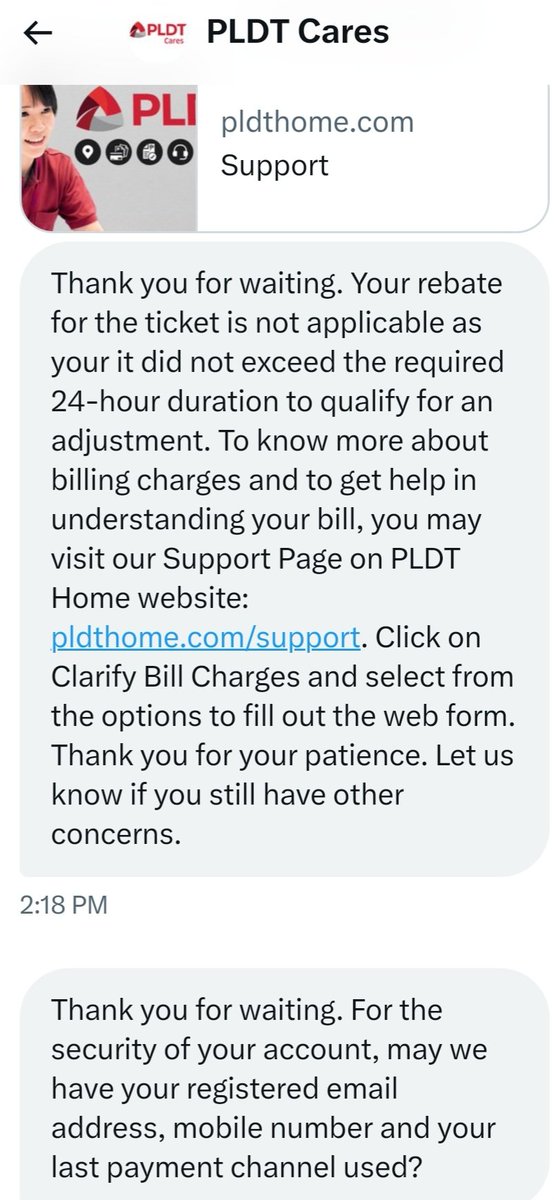 Do you agree that <a href="/pldt/">PLDT Inc.</a> <a href="/iamMVP/">Manny V. Pangilinan</a> will only provide rebates for internet disconnection longer than 24 hours? Isn't that too long? <a href="/DtiPhilippines/">DTI Philippines</a> @DICTgov