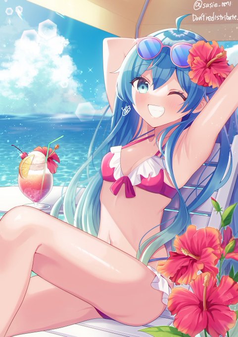 ミクさん～
#めちゃくちゃ暑いから水着の絵でTLを埋めよう 