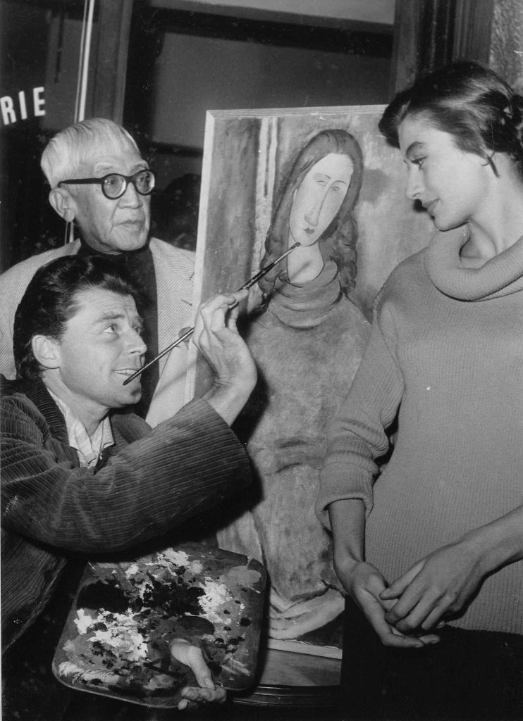 suzu1arbre's tweet image. #RIP #AnoukAimée
 
｢モンパルナスの灯｣(&apos;58ジャック・ベッケル監督)で、画家アメデオ・モディリアーニの恋人ジャンヌ・エビュテルヌを演じたアヌーク・エーメ。モディリアーニの親友だった画家 藤田嗣治や主演俳優ジェラール・フィリップと一緒に写っている📸