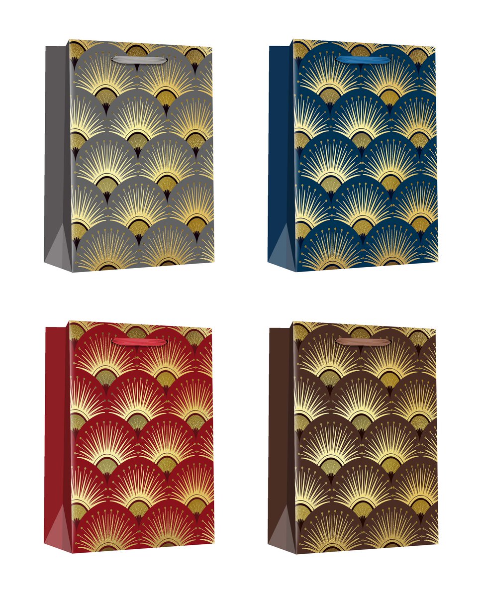 210gsm, CMYK,C1S paper bags,Hot stamping, Geometric design paper bags.