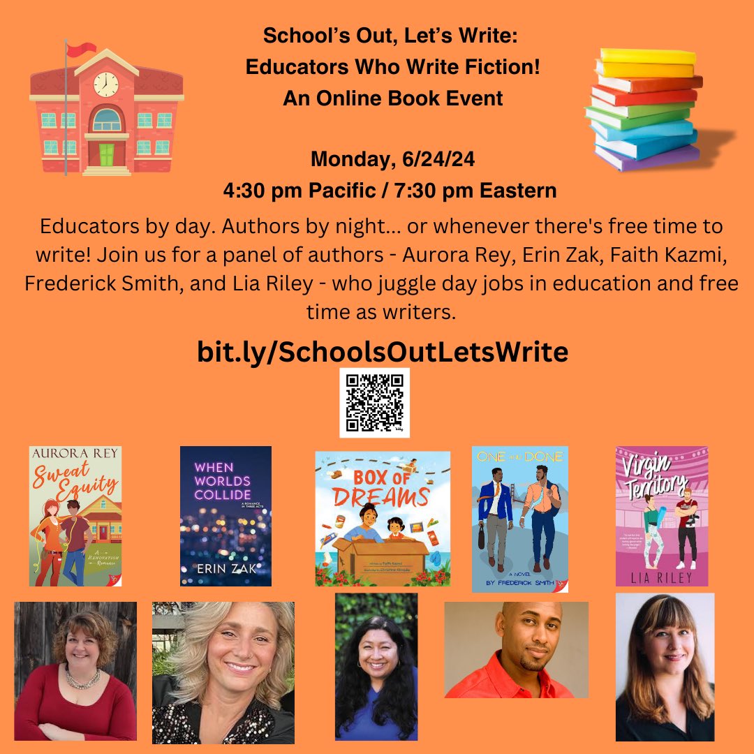 fsmith827's tweet image. How do we juggle Higher Ed Life &amp;amp; Author Life? Join us and find out!

Monday, 6/24
4:30 pm PST / 7:30 pm EST
RSVP for Zoom link: bit.ly/SchoolsOutLets…

With @aurorareywrites, @erinzakwrites, @faithkaz, @LiaRileyWrites, &amp;amp; me. 

🎓📚 #HigherEd #SAPro #StudentAffairs #AuthorLife