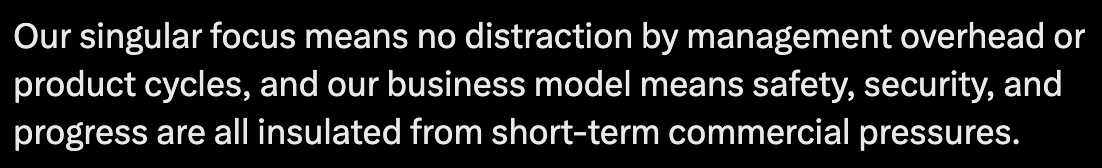 base9dev's tweet photo. noble effort but just a bunch of words, detached from reality

a car was built first before a safe car, and so will it be for superintelligence

whether it's safe enough for humanity to survive and flourish will be both a function of will and luck https://t.co/tLW9oek2Su