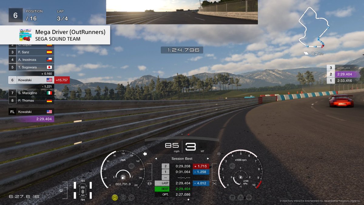 ViolentPayload's tweet photo. Benz Evo is capable but hard computers race rough and no mistakes. Outrun Sega soundtrack still making fastest lap times lol https://t.co/zZbv4pN0ps
