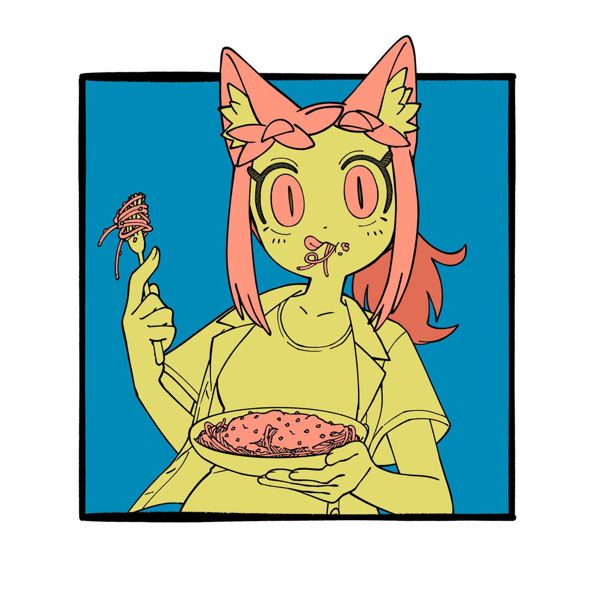 🍝のやつ。2枚目はボツ