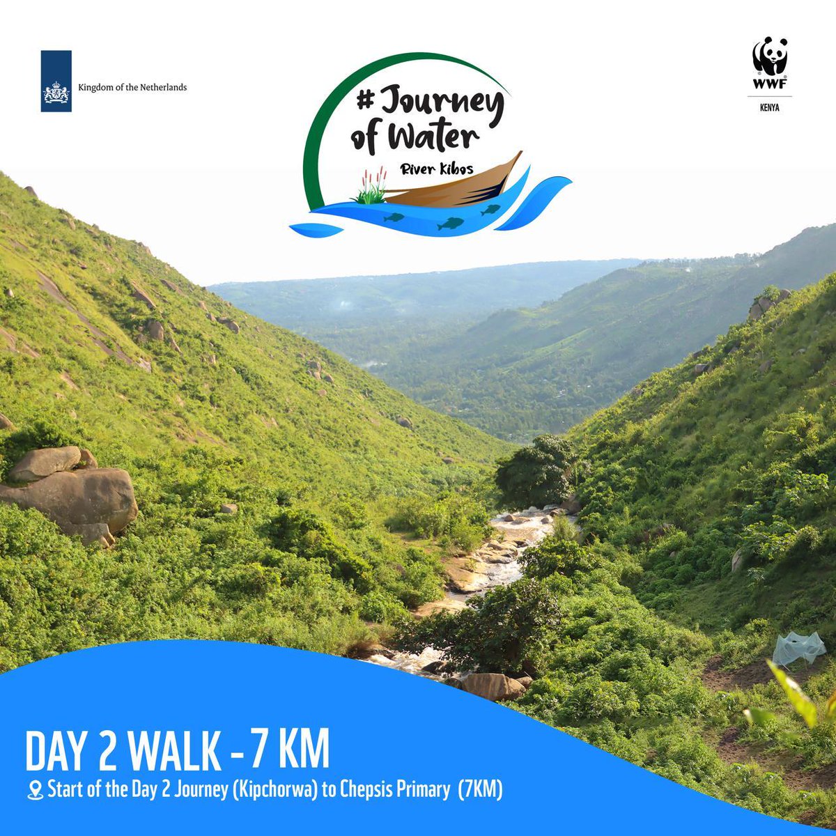 WWF_Kenya's tweet photo. #JourneyofWater Day 2

Today, we're trekking 7km through the middle catchment of the #RiverKibos basin. Our journey starts in Kipchorwa and ends at the confluence where the Nyangori River, a major tributary, meets the Kibos.

Follow the campaign through the following hashtags #JourneyofWater #Voices4Rivers #CatchmentToTap