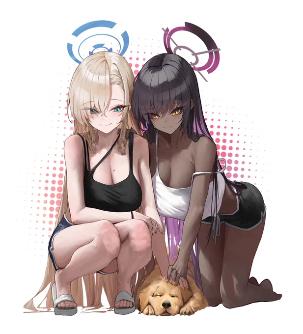 #ブルアカ asuna &amp; karin &amp; dog 