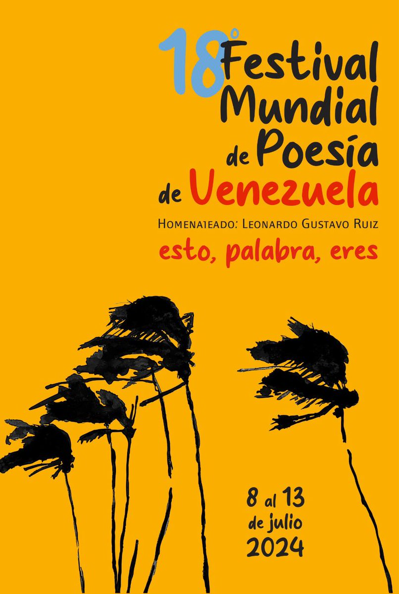 #20Jun  🇻🇪 📢 ¡ETIQUETA DEL DÍA! ▶️

#VenezuelaEsPoesíaMundial

Preparados para iniciar este #8Jul el 18vo Festival Mundial de Poesía. Homenajeado: Leonardo Gustavo Ruiz.

¡Esto. Palabra eres!