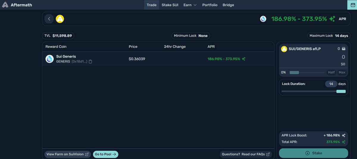 G4b_9's tweet photo. The Best Apr on $SUI 
is on https://t.co/NJVpqmN4jU
GENERIS/SUI Reward pool is on🔥

Check our Guide below👇#GENERIS @AftermathFi 
https://t.co/GVk9IZx3DK https://t.co/fSHFe8UBGc