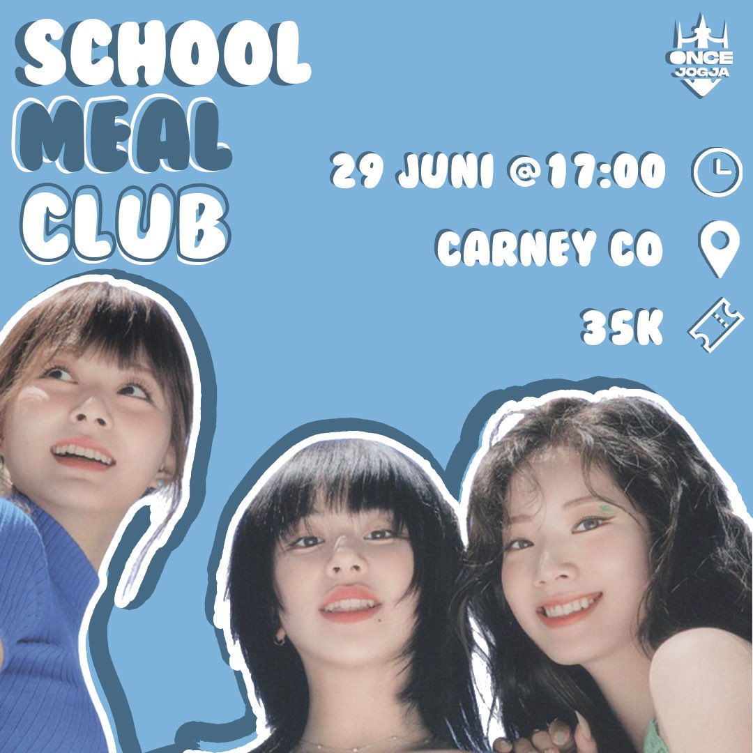 TWICEINAPROJECT's tweet photo. school! meal! club!

안녕, 원스 족자 임니다 ~

dalam rangka merayakan ulang tahun maknae line yang lucu ini, ONCE JOGJA mau ngadain gathering nih!

🗓️ Sabtu, 29 Juni 2024
📍Carney Co
💵 htm 35k

yuk daftar sekarang juga!!
https://t.co/zZAtHOfoN5 (slot terbatas)

@once_jogja https://t.co/eXDws6ofR5