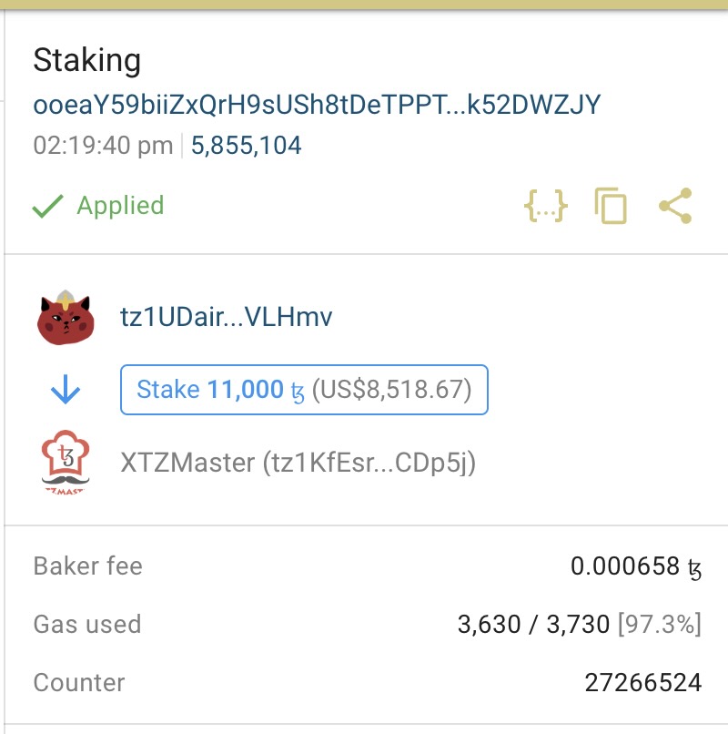 Xtzmastercom's tweet image. #tezos Congratulations on our first stake! You can stake with us through #TempleWallet