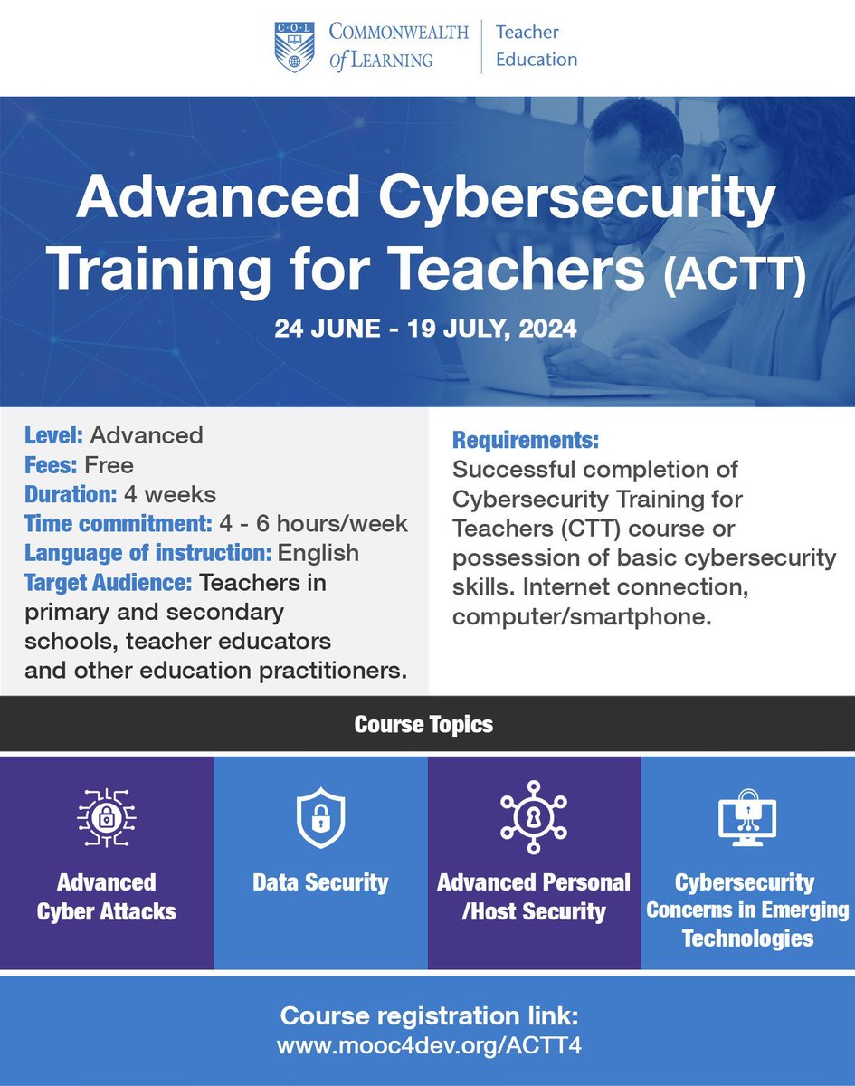 As digital education expands, so do #cyberthreats like #Zoombombing and #phishing. Educators and parents, can play a critical role in protecting students online. 

Take charge of digital safety and upskill for FREE! 

Enroll Today: buff.ly/4bixxxf

#EdTech #DigitalSafety