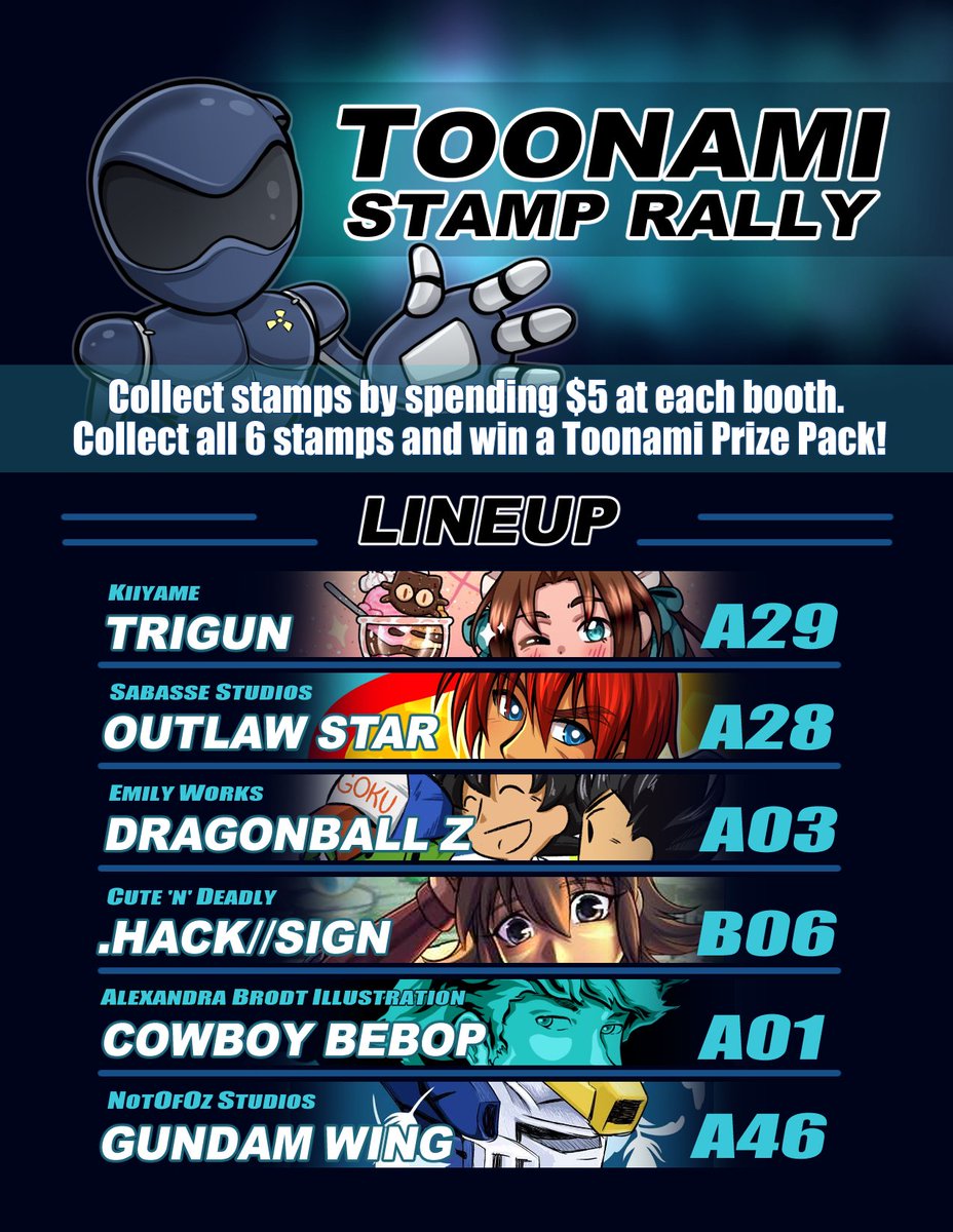 kiiyame's tweet photo. Are you attending Soonercon this weekend? Check out our Toonami-Themed Stamp Rally and get an awesome prize pack with some nostalgic faves!! ✨ https://t.co/5rryyceqlz