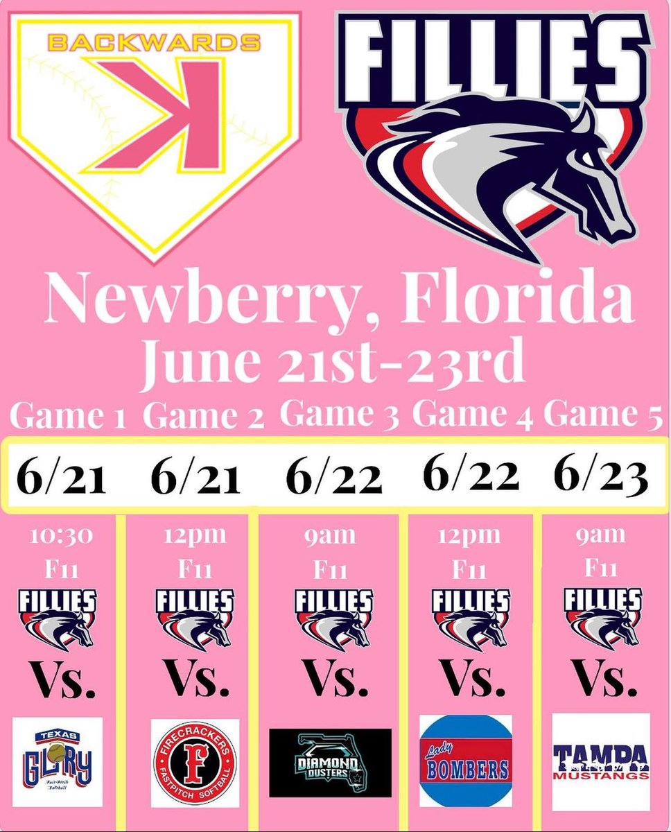 Alyssa Auger (@alyssaaaugerrr) on Twitter photo This weekends game times!!
<a href="/EKinberger/">Erin Kinberger</a> <a href="/CoachCuz3/">Shellie Cousins</a> <a href="/CoachJordanSB/">Jordan Clark</a> @FGCUSBDeiros <a href="/CoachCat10/">Cat Clifford</a> <a href="/FilliesRed/">Fillies Fastpitch</a> <a href="/coachcurtis42/">Coach Curtis</a> This weekends game times!!
<a href="/EKinberger/">Erin Kinberger</a> <a href="/CoachCuz3/">Shellie Cousins</a> <a href="/CoachJordanSB/">Jordan Clark</a> @FGCUSBDeiros <a href="/CoachCat10/">Cat Clifford</a> <a href="/FilliesRed/">Fillies Fastpitch</a> <a href="/coachcurtis42/">Coach Curtis</a>