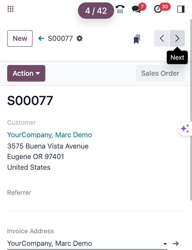 meetdholakia's tweet photo. A recent improvement in @Odoo's web interface for small screens! 🎉 The latest commit enhances the pager's design by removing the counter from the ControlPanel, saving valuable screen space.

#Odoo #odoo18 #OdooWeb #UX #MobileFriendly https://t.co/W8fdK9ZaEK