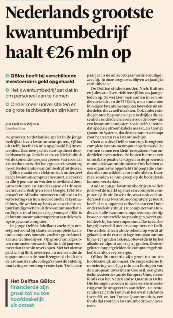 𝗚𝗿𝗼𝗼𝘁𝘀𝘁𝗲 𝗶𝗻𝘃𝗲𝘀𝘁𝗲𝗿𝗶𝗻𝗴 𝗶𝗻 𝗡𝗲𝗱𝗲𝗿𝗹𝗮𝗻𝗱𝘀𝗲 𝗾𝘂𝗮𝗻𝘁𝘂𝗺𝗯𝗲𝗱𝗿𝗶𝗷𝗳; €𝟮𝟲 𝗺𝗶𝗹𝗷𝗼𝗲𝗻 𝘃𝗼𝗼𝗿 𝗤𝗕𝗹𝗼𝘅