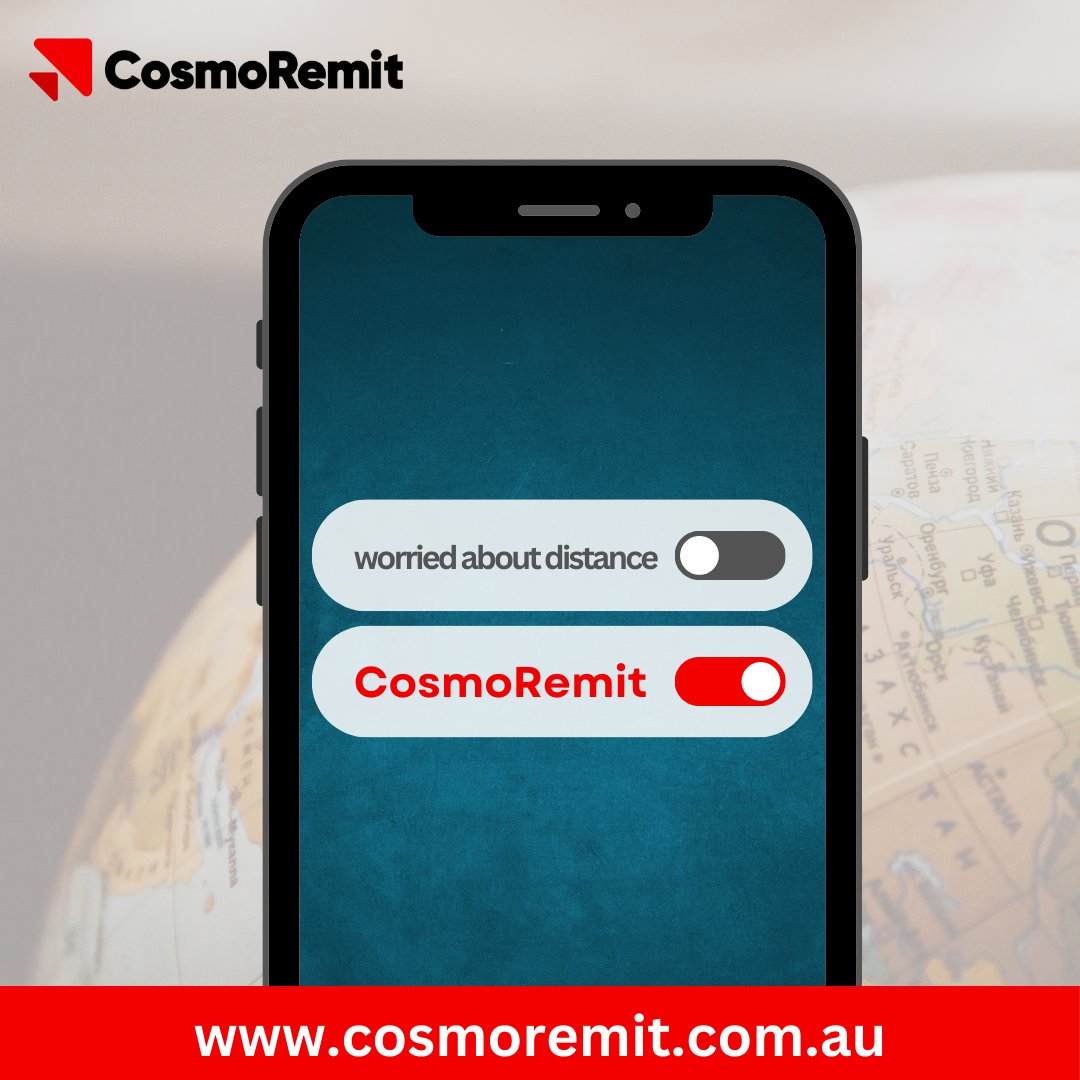 Worried about distance? Relax
We are here to bridge the distance for you with our fast, secure and hassle free remittance service.

#cosmoremit #globalpayments #nigeriansinaustralia #nigeriansindiaspora #fintechsolutions #remmitance