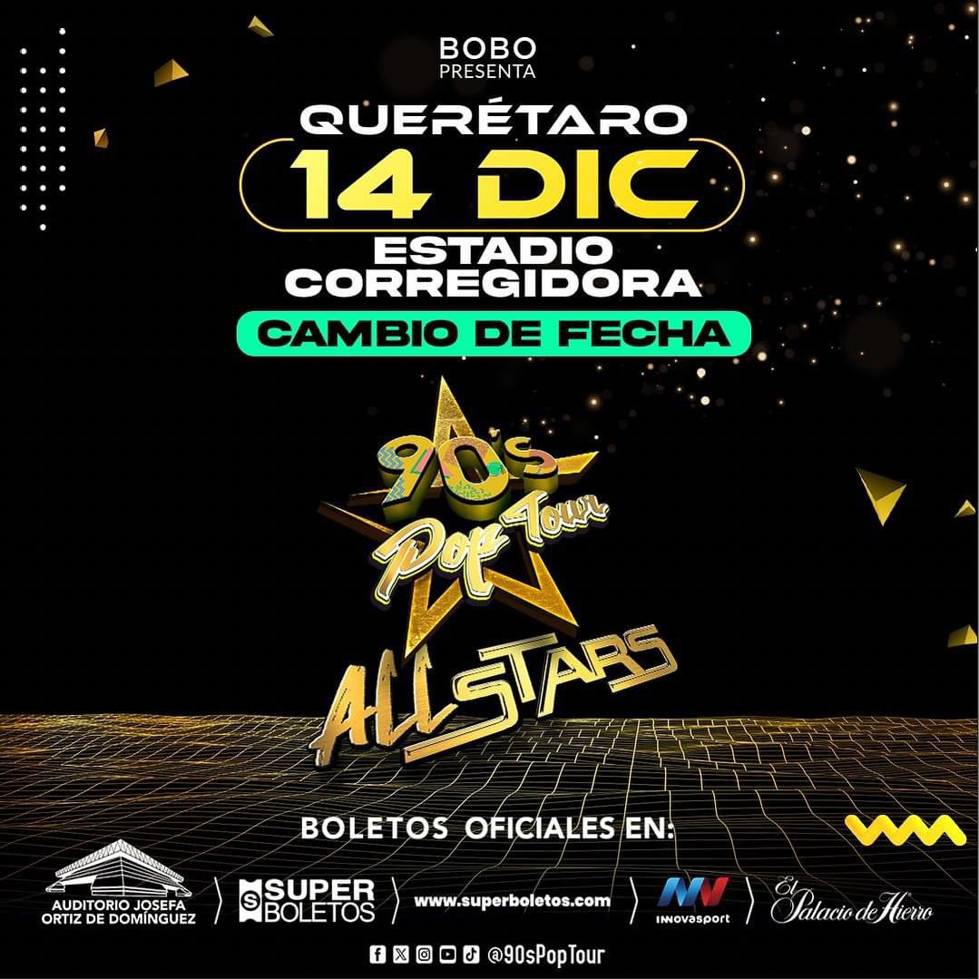QueretaroMas's tweet photo. 🚨CAMBIO DE FECHA 🚨
Por recomendaciones de Protección civil y Gobierno de Querétaro por las próximas condiciones climatológicas, el evento del 90s Pop Tour del Viernes 21 de junio se pospondrá para la fecha del 14 de diciembre.
Más información en https://t.co/YSKNT2qax8 https://t.co/sJk1ETezx8