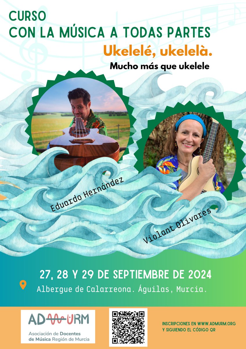 Este año el curso playero de ADMURM viene de la mano de ⁦<a href="/ViolantOlivares/">Violant Olivares</a>⁩ y Eduardo Hernández de Ukelelé Ukelelá. Inscríbete en admurm.org antes del 10 de julio para tener descuento y reservar alojamiento ⁦<a href="/coaemcoaem/">coaem</a>⁩
