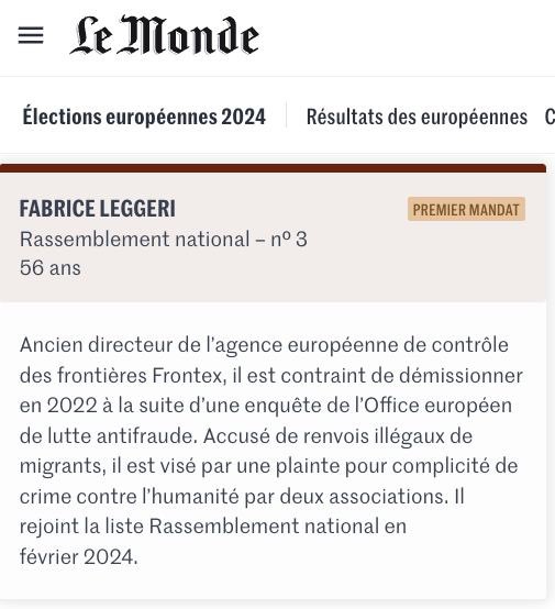 Former head of #Frontex Fabrice Leggeri got elected to the European Parliament with French far-right. 
Happy world refugee day