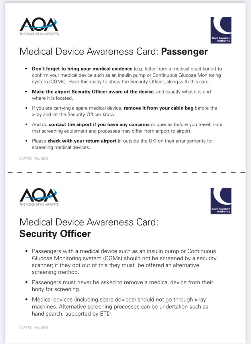 Summer holidays aren’t far away 

Some useful info via @JDRFUK for those living with #T1Diabetes travelling via airports 

Because technology is part of life nowadays 😊

Info re scanners and helpful tips <a href="/UK_CAA/">UK Civil Aviation Authority</a> 

Also? 
Follow <a href="/semarroy72/">Rachel Crawford</a> 👍🏽

Link:

jdrf.org.uk/knowledge-supp…