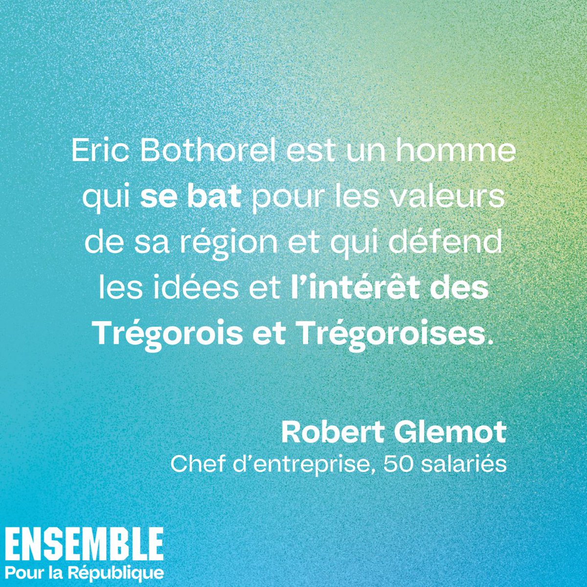 Mon action pour l'économie locale, ce sont les chefs d'entreprises qui en parlent le mieux. 
Ces entreprises familiales qui tissent le trégor-goëlo.
"Avant d'être un homme politique, Eric est un homme de terrain". 
Merci Robert pour ces mots. #circo2205 #Le30Juin #JeVote ⤵️
